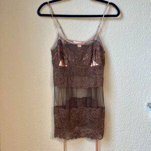 Victoria's Secret Vintage pink and brown neglige Small. Silk.